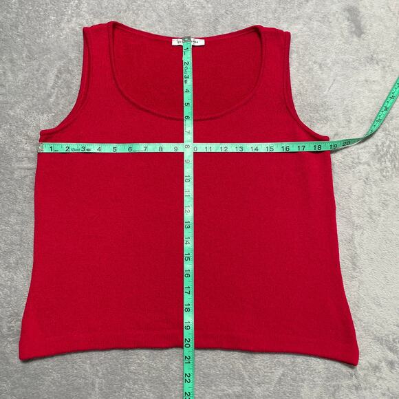 St. John Top Womens Medium Red Santana Knit Shell Tank Quiet Luxury Classic - Picture 6 of 7